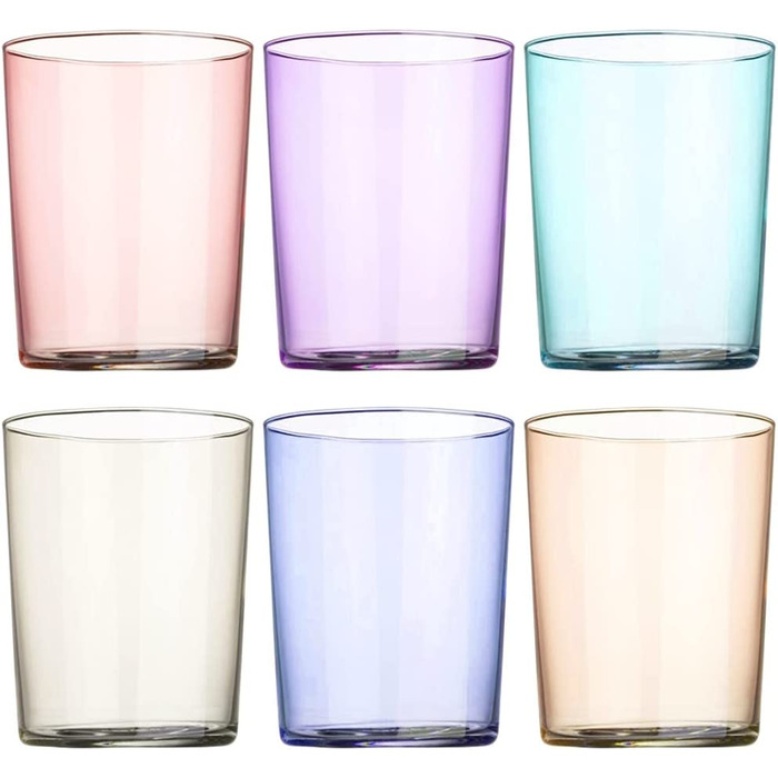 Набір Unishop з 6 склянками для води, пастельні, різнокольорові, можна мити в посудомийній машині (04)