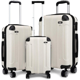 Набір валіз KONO Zwillingsrollen 3шт. (M-L-XL) з ABS-пластику, бежевий колір