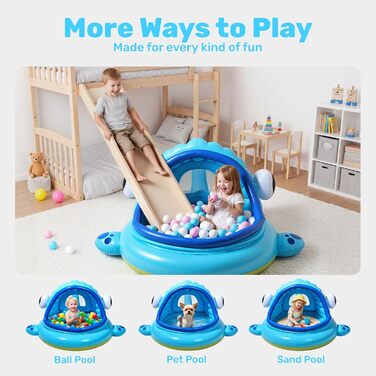 Надувний дитячий басейн JOYIN з сонцезахистом та дахом (1.42м x 1.37м x 0.71м) для літа, іграшка для веселощів