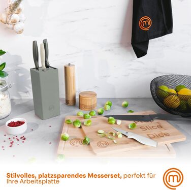 Набір ножів MasterChef 5-ти частинний: кухонний, для хліба, сатокі, овочевий, універсальний, з нержавіючої сталі, чорний, з м'якими ручками