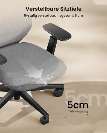 Офісне крісло ProtoArc EC200: ергономічне, з регулюванням поперекової підтримки, глибини сидіння, висоти та 3D-підголівником. Комп'ютерне крісло для дому та офісу, сірого кольору