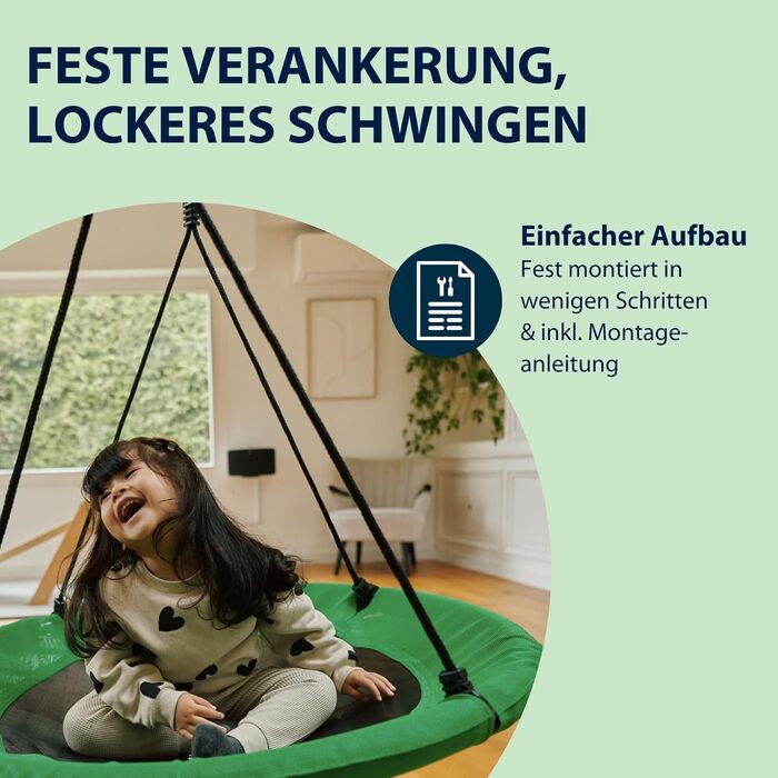 Гніздова гойдалка HUDORA Nestschaukel 90 - пластикова гойдалка для дітей та дорослих, діаметр 90 см, для дому та вулиці