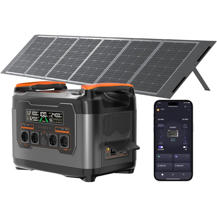 Портативна електростанція NECESPOW 700W (пікова 1400W) 483.84Wh з 3 розетками AC, LiFePO4 акумулятор, чиста синусоїда, USB-C PD100W, сонячний генератор для кемпінгу, дому, CPAP (S2400+400W)