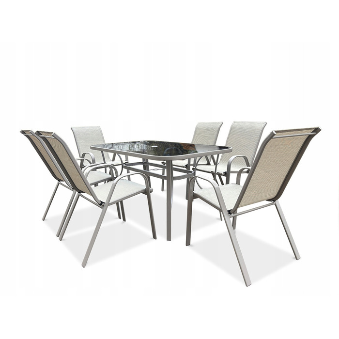 Комплект садових металевих меблів Focus Garden обідній, бежевий, 7 предметів