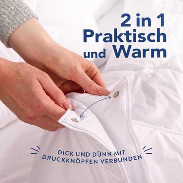 Чотирисезонна ковдра John Cotton 155x220 см - дихаюча 3-в-1 ковдра для літа та зими | Сертифікат Oeko-Test | Тепла ковдра | Ковдра 155 x 220 см