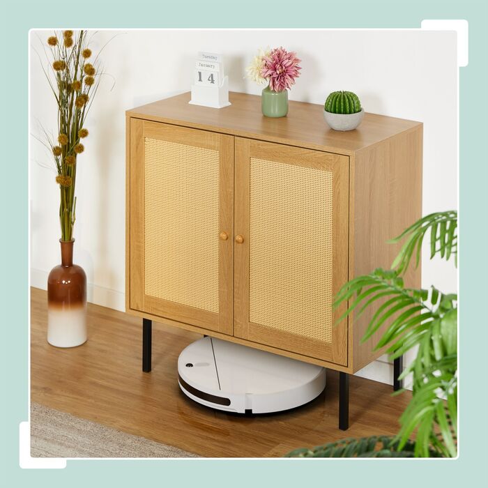 Комод Relaxdays з 2 дверцятами, з імітацією ротангу