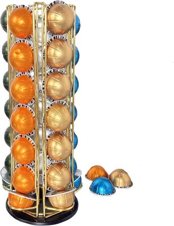 Підставка для капсул Nespresso Vertuo – обертова, на 35 капсул (золота)