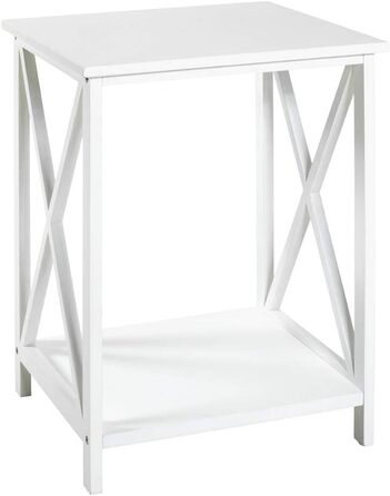 Меблевий журнальний столик, МДФ, білий, Ш 30 x Г 30 x В 50 см (44 x 40 x 60 см)