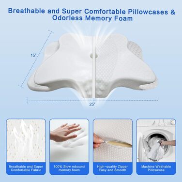 Ортопедична подушка для шиї з memory foam, регульована, ергономічна, для комфортного сну, без запаху, контурна подушка для сну на боці