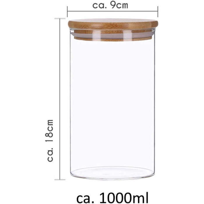 Набір з 4 скляних банок для зберігання продуктів з бамбуковими кришками, банки для зберігання, скляні контейнери баночки для спагетті / в комплекті. 8 крейдяна мітка