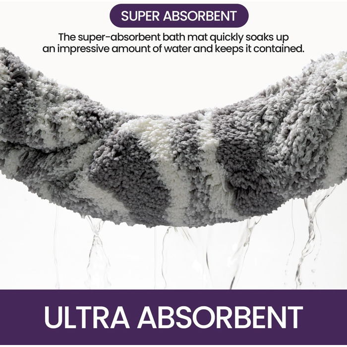 Килимок для ванної кімнати DEXI, 44 x 76 см, сірий. Нековзкий, швидковисихаючий, з мікрофібри. Килимок для душу, ванни, пральні.