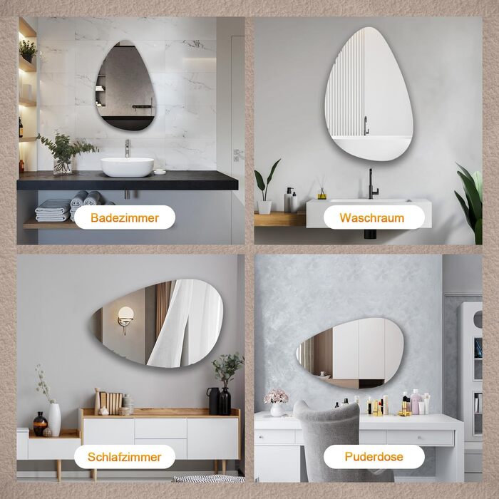 Дзеркало для ванної кімнати Boromal: чорне, вертикальне/горизонтальне, 65x90 см