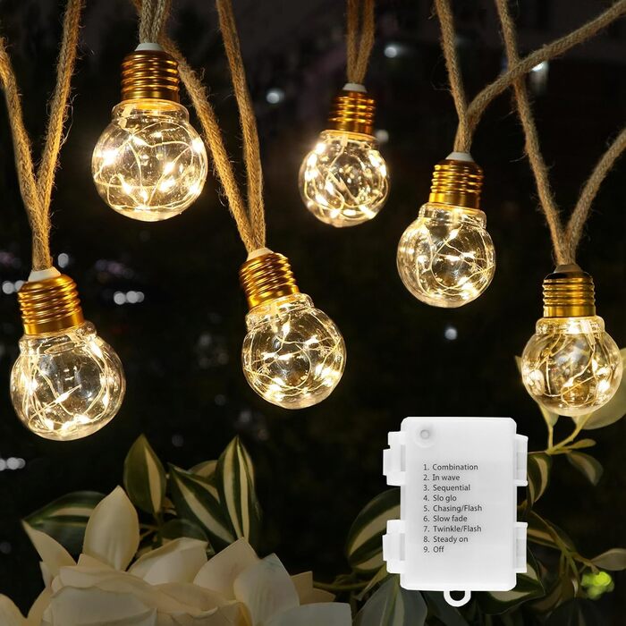 Вулична батарея Auezona String Lights, 16 ламп, 8.2М, IP44, 8 режимів вінтажного декору