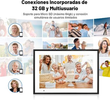 Цифровий фоторамка WiFi 10,1 дюйма, IPS HD сенсорний екран, 32GB, автоматичне обертання, підключення з будь-якого місця, чорний