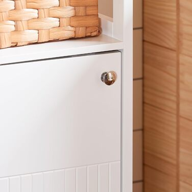 Шафка для ванної кімнати SoBuy BZR186-W, 30x30x89 см, білий колір, з регульованими полицями, вузька, для маленьких ванних кімнат