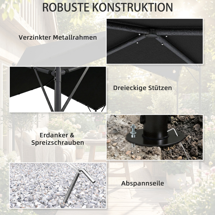 Пергола-павільйон 3x3м, водовідштовхувальний, стабільний, зимостійкий, з сонцезахистом та двосхилим дахом, з трикутними підсилювачами.