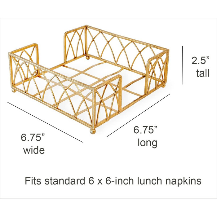 Тримач для коктейльних серветок Boston International Arch Design Caddy, сусальне золото (6.75 x 6.75 дюймів)