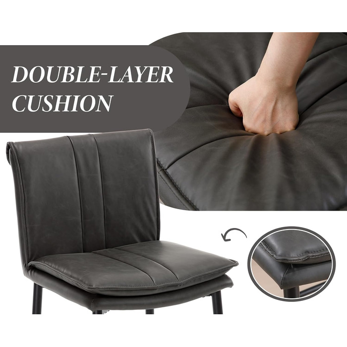 Набір з 2 барних стільців Chairus з PU шкірою, без підлокітників, для кухні, вітальні, острівця (зелений, сірий)