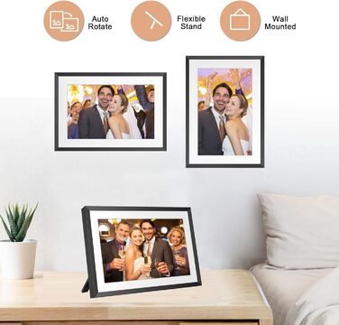 Цифровий фоторамка Frameo з Wi-Fi, 10.1 дюйма, 32GB, сенсорний екран, автоповорот, чорний