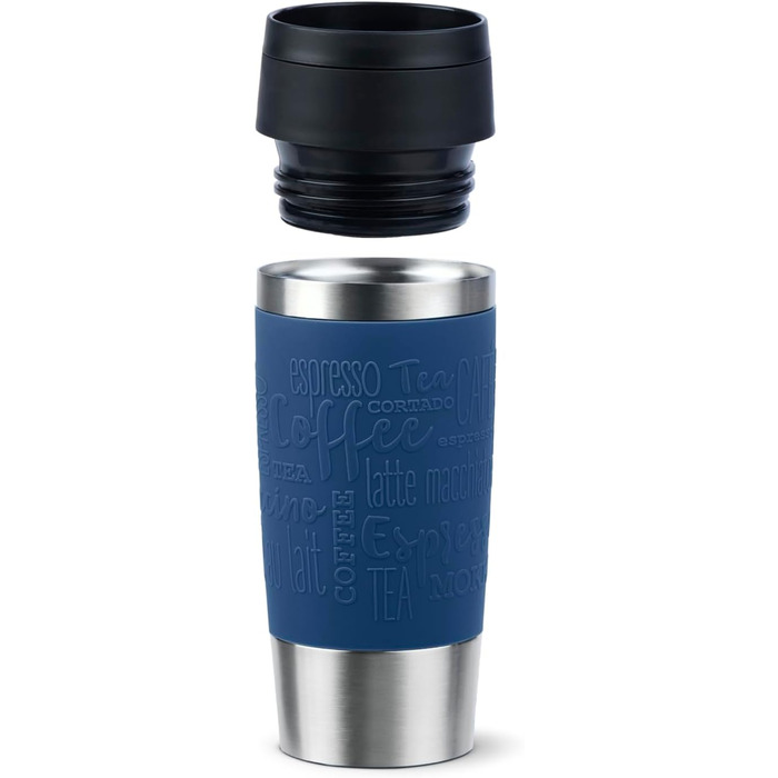 Термокружка Emsa N20210 Travel Mug Classic, 0.36 л, нержавіюча сталь, 4 години гаряче, 8 годин холодне, герметична, для миття в посудомийній машині, 360° клапан, темно-синій