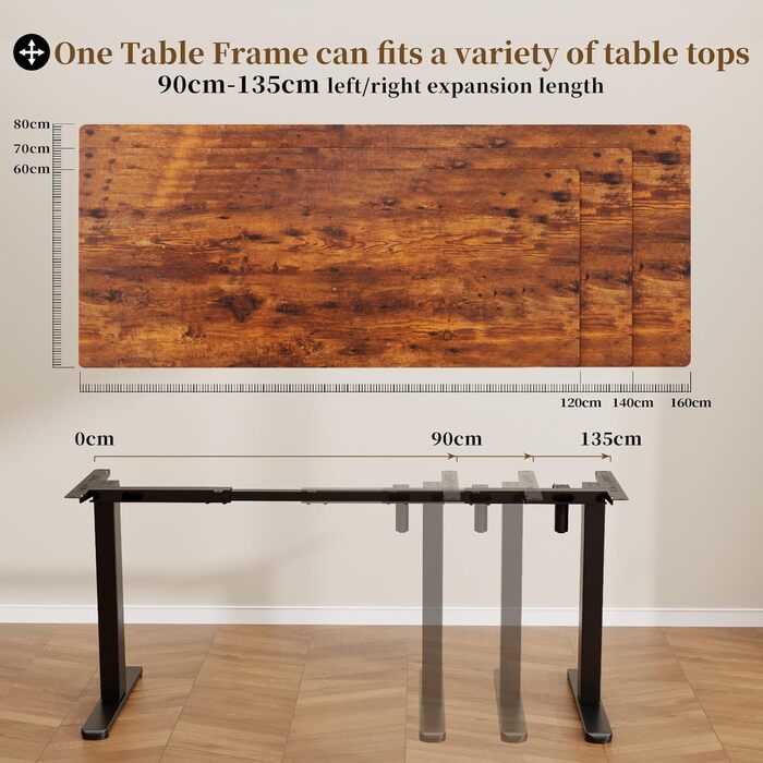 Електричний підйомний механізм для столу 2-рівневий з пам'яттю, чорний, для стоячого робочого місця