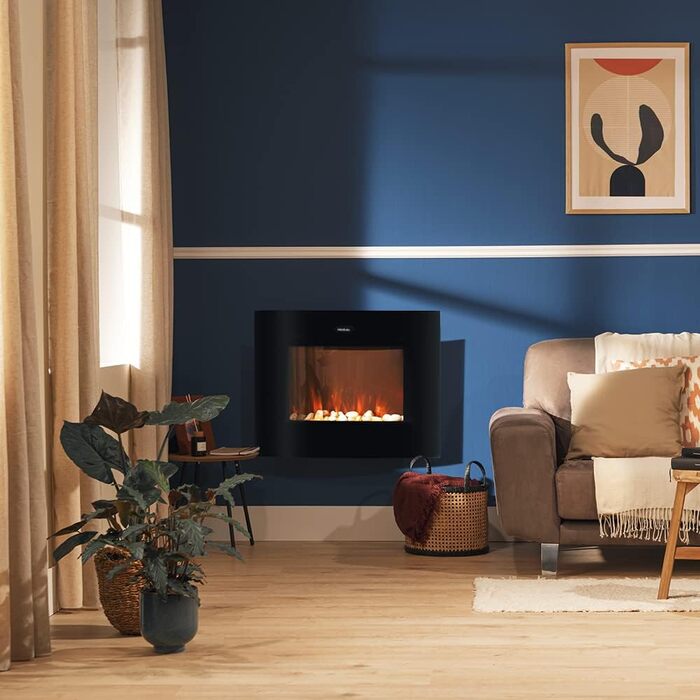 Декоративний електричний камін Cecotec ReadyWarm 2690 Flames Connected, 2000 Вт, Wi-Fi, білий, керування пультом, для 25 м², загартоване скло, 26 дюймів