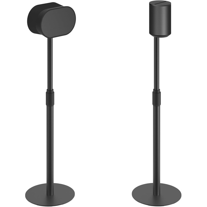 Підставка для колонок Sonos Era 100 та 300, регульована висота (68,2-106,8 см), з інтегрованим кабельним менеджментом, стабільна металева конструкція (5 кг вантажопідйомність), 1 пара (2 шт), чорний