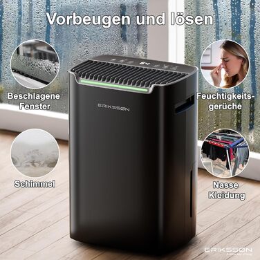 Електричний осушувач повітря з LED-дисплеєм, таймером та захистом від дітей | Здатний видалити 16л вологи на добу | Для приміщень до 70м² | Енергоефективний осушувач з датчиком вологості | Білий (20л - Чорний)