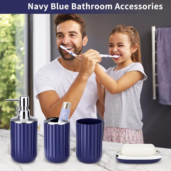 Набір аксесуарів для ванної кімнати 9 шт. чорного та золотого кольору (Морський блакитний)