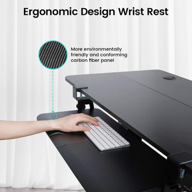Підставка для клавіатури NearHub, висувна, під стіл, карбоновий дизайн, 65x30 см