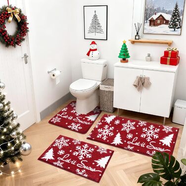 Набір килимків для ванної кімнати Badteppich Set: душовий килимок, килимок перед унітазом, килимок для ванної, м'який, високий ворс, 45x65 см + 50x120 см + 50x60 см, з малюнком 