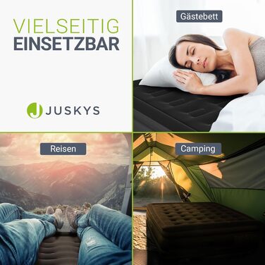 Надувний матрац Juskys самонадувний 150x200 см - 2 місця з вбудованим насосом - ідеальний для гостей та кемпінгу - водонепроникний, блакитно-білий (чорний, двоспальний)