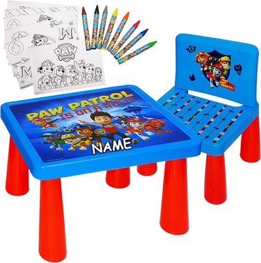 Набір alles-meine.de GmbH Стіл і стілець - в т.ч. Розмальовки Ручки - Щенячий патруль - Собаки - Стіл для малювання/Стіл для малювання/Письмовий стіл/Ігровий столик - для дітей із пластику/П. без NAME