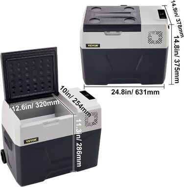 Автохолодильник VEVOR 35л нержавіюча сталь 12/24V DC та 220V AC, портативний компресорний міні-холодильник -20°C до +20°C для авто, вантажівок, кемпінгу, відпочинку