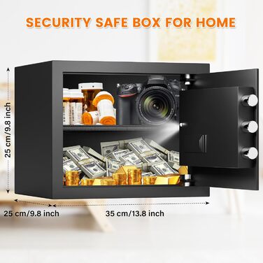 Цифровий сейф для дому та офісу 22L з цифровим замком та ключем, для грошей, документів, прикрас