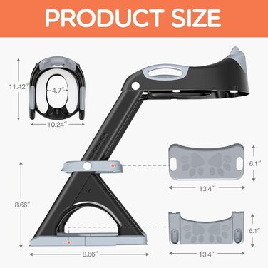 Дитячий унітаз-сходи SKYROKU 2-в-1 з сидінням для туалету, 2-7 років, до 90 кг, PP (без BPA), 5 сходинок, чорний