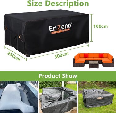 Водонепроникний чохол для садово-патіо меблів Enzeno, 300x250x100 см, захист від дощу та бруду