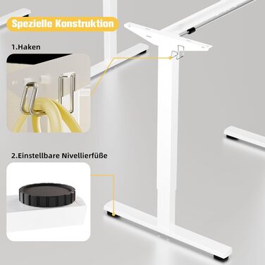 Електричний регульований стіл Ergomaker з пам'яттю та плавним запуском/зупинкою, телескопічний, одномоторний, білий