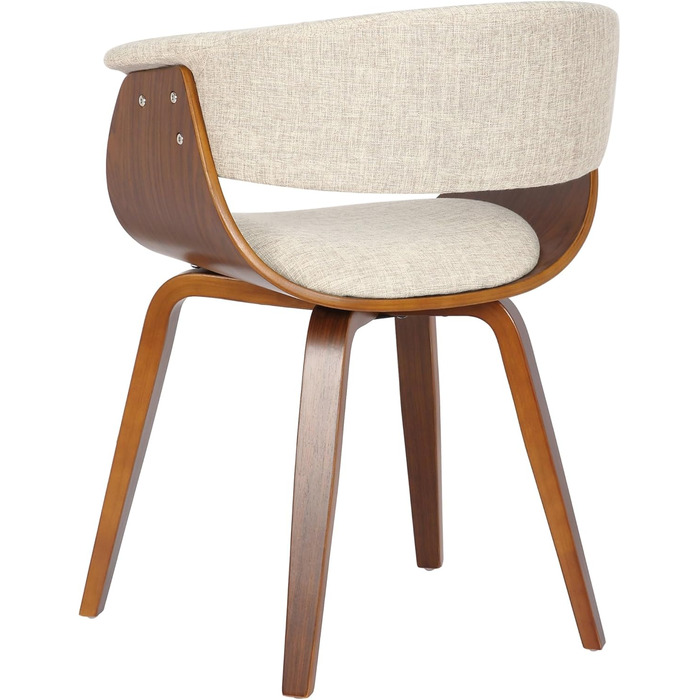 Стільці для їдальні CLP Bruce з тканинним покриттям, дерев'яним каркасом, чорного кольору для їдальні або кухні | Крісло витримує до 150 кг, колір: Кремовий, колір каркасу: горіх (горіх)