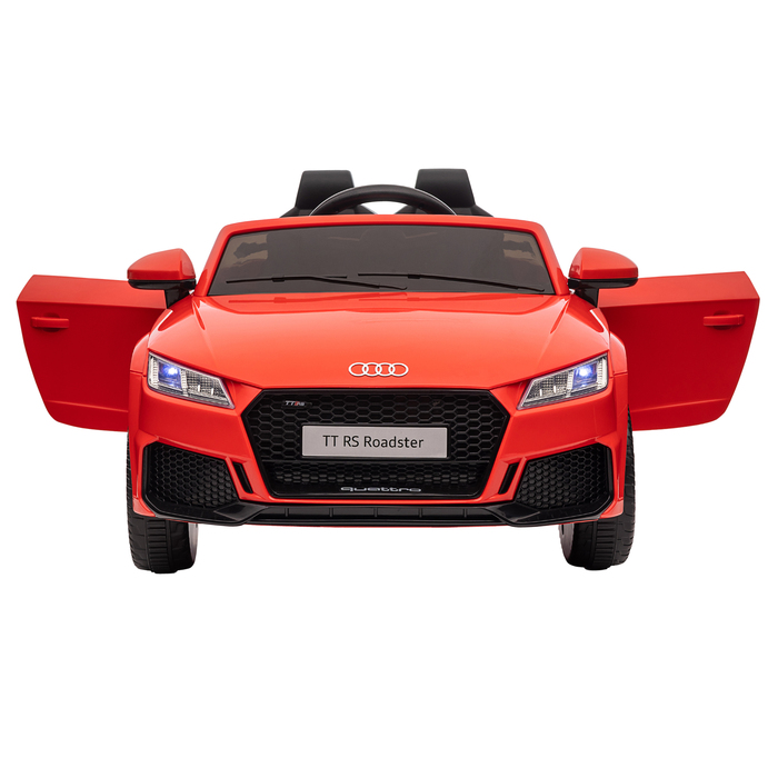 Електромобіль HOMCOM для дітей Audi 12V з пультом дистанційного керування 2,4G, музикою, звуком клаксона, світлодіодною підсвіткою, USB/MP3-роз'ємом, функцією руху назад, для дітей віком 3-5 років, червоний