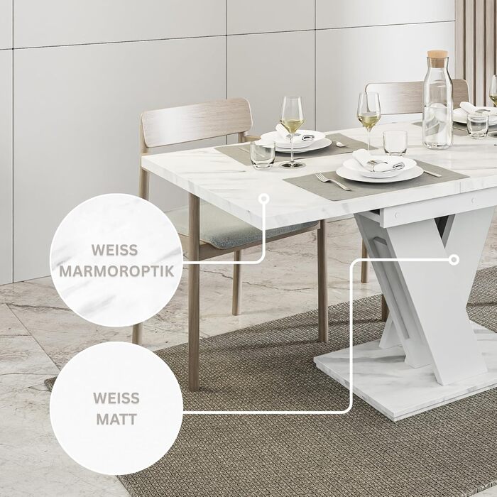 Розсувний кухонний стіл PROROOM FURNITURE Malvi – чорний, 120-160 см, для 4-6 осіб | Легка збірка | Для кухні та їдальні