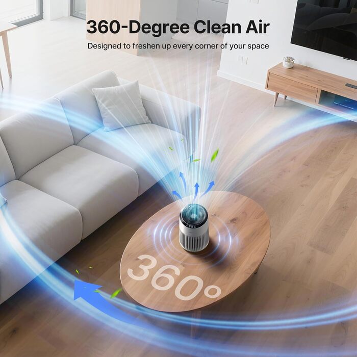 Повітряочисник для спальні, офісу, кімнати для курців, для алергіків, білий, 1 шт., 3 режими