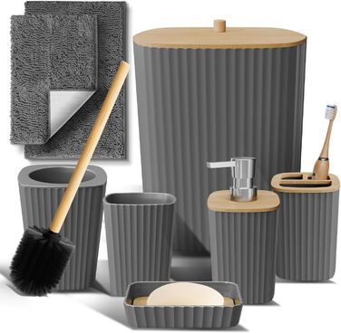 Набір аксесуарів для ванної кімнати Clara Clark Bad-Set Hunter Green (6 предметів) – зелений, повний комплект + килимок для ванної