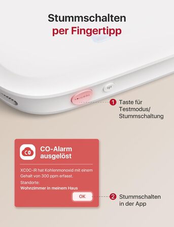 X-Sense Детектор чадного газу XC0C-iR з LCD-дисплеєм, сертифікат TÜV Rheinland, керування через додаток, змінна батарея, 1 шт. Білий