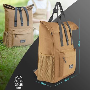 Терморюкзак Coolin' Kühlrucksack 30L: 30 літрів, з відділенням для охолодження, для пікніків та відпочинку на природі (білий/коричневий)
