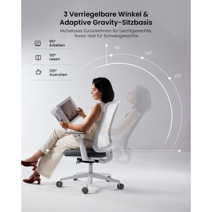 Офісний стілець ProtoArc Flexer ергономічний з регулюванням глибини сидіння, чорний. Сітчаста спинка, контурне сидіння для дому та офісу. Легкий монтаж.