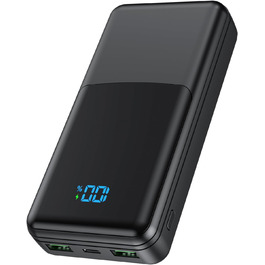 Повербанк Coblob 27000 мАг, швидка зарядка USB C 30 Вт, LED-дисплей, 3 виходи, 2 входи, чорний