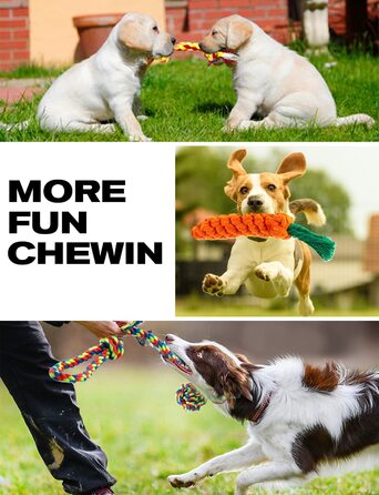 Іграшки для жування собак Decyam для кусання-іграшки з бавовняної мотузки для маленьких собак, інтерактивні іграшки для собак від нудьги, пищать іграшки для здоров'я зубів і зняття стресу, 10 упаковок