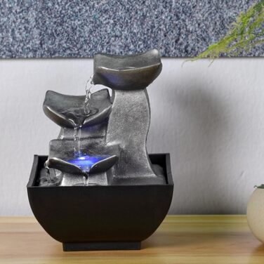 Фонтан для дому Zen'Light Boro: розслаблюючий водоспад з LED-підсвіткою для вітальні, спальні, офісу. Ідеальний для медитації та релаксації. Замкнутий цикл, H 18 см