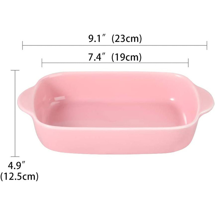 Маленька форма для запікання лазаньї прямокутна керамічна форма для запікання для випічки 1 людина (рожевий)